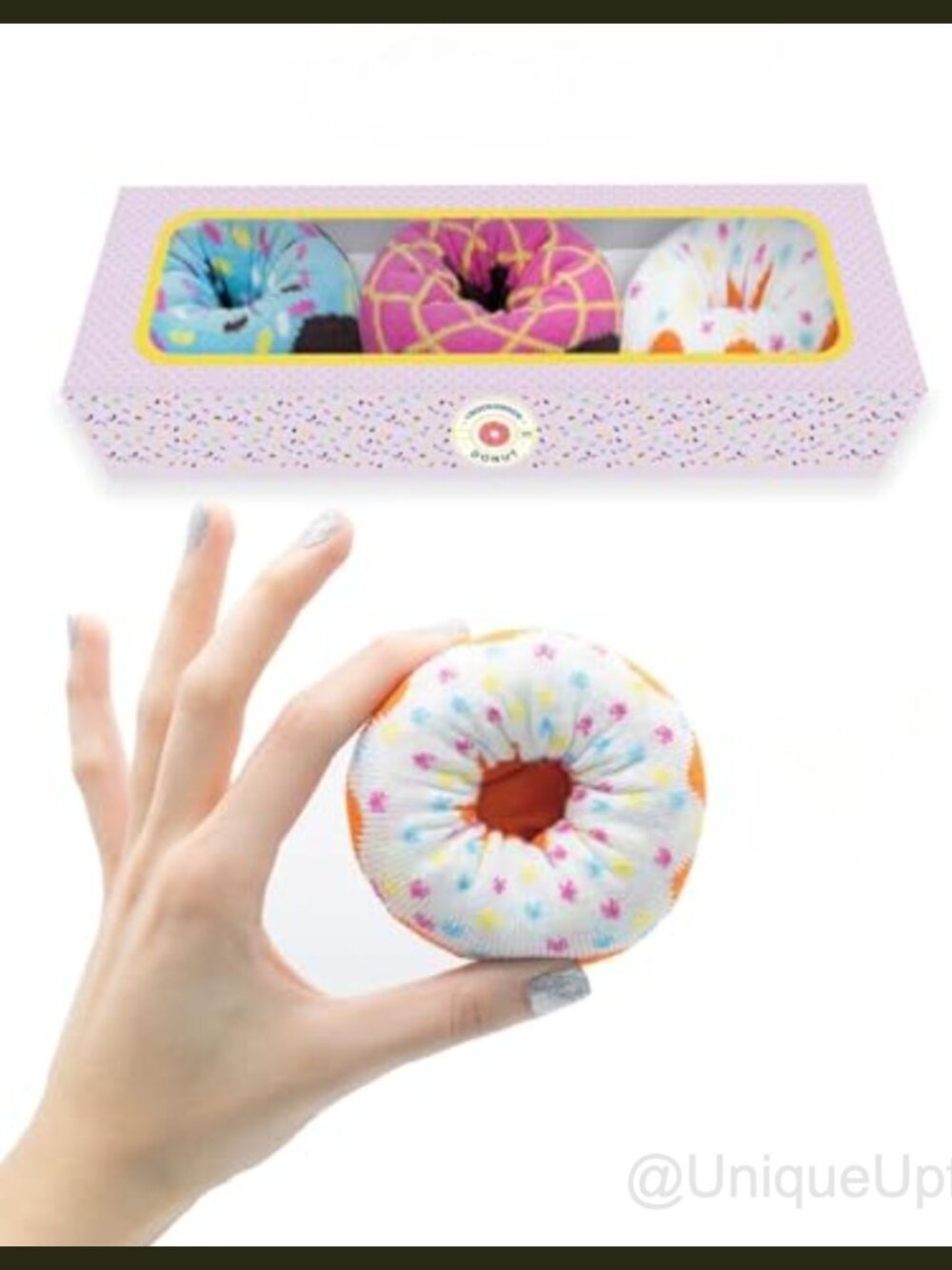 Women's Donut Crew Socks Cotton Blend Fun Gift Box 3 Pack